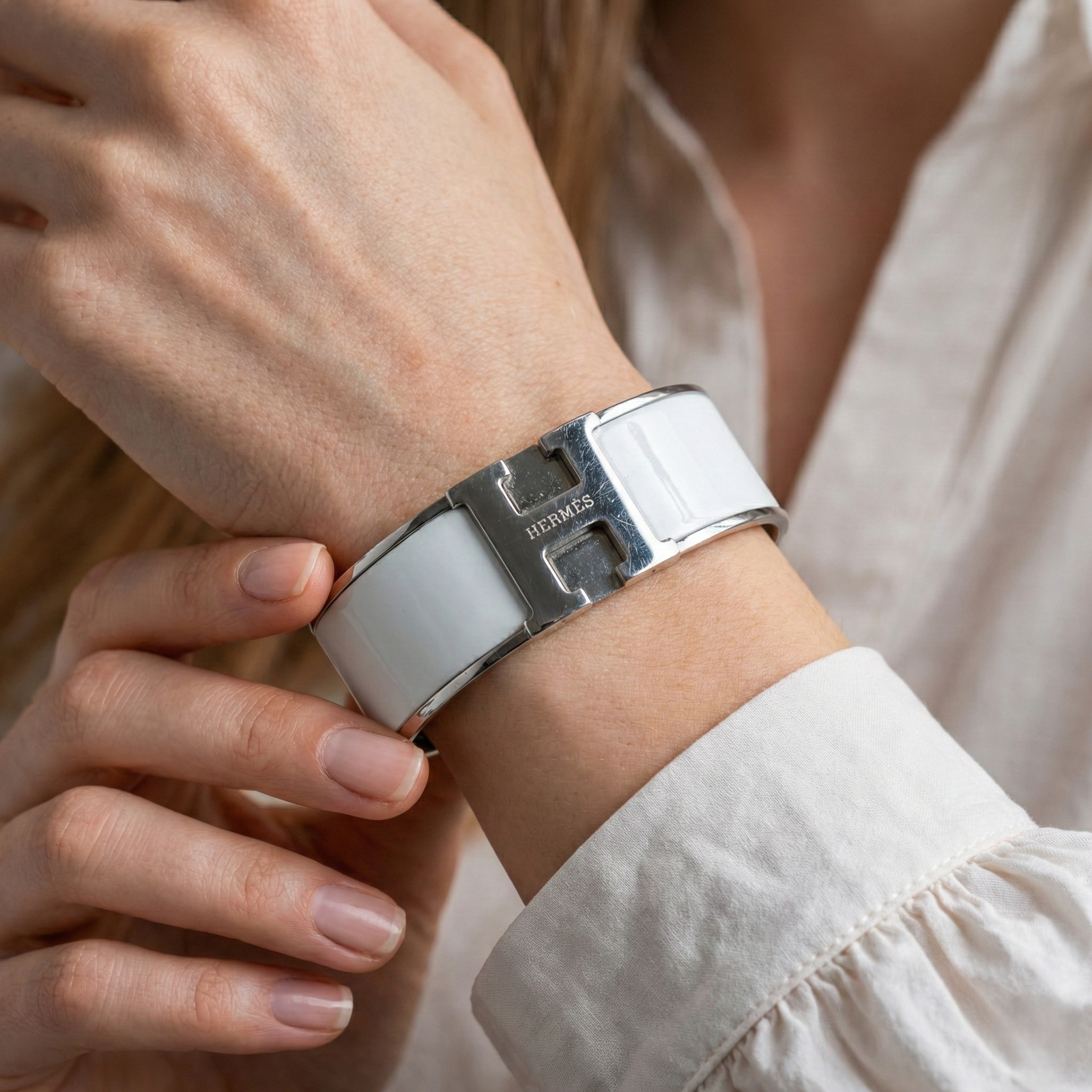 Hermès Clic Clac H Bracelet – Silver Tone